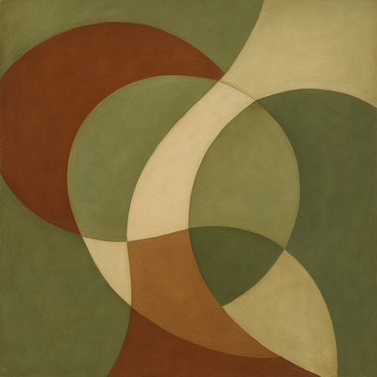 Intersecting Curved Forms in Olive & Rust No. 14 Oil Painting 100% Hand Painted Oil on Belgian Linen Canvas, Original Fine Art Wall Decor