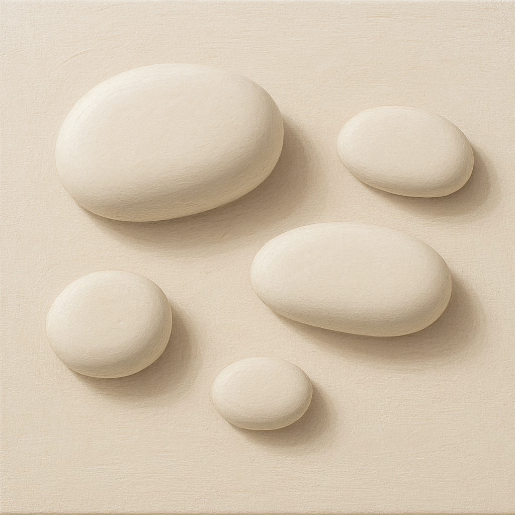 Organic Pebble Relief in White No. 6 - Modern Fine Art Oil Painting - View 1