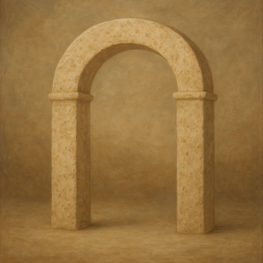 Travertine Stone Arch & Earth Tones No. 8 Oil Painting - View 1