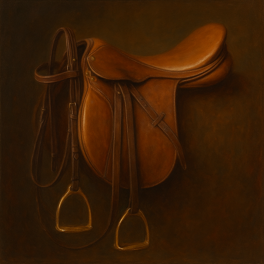 Vintage Bridle & Polished Leather Saddle No. 16 Oil Painting - View 1