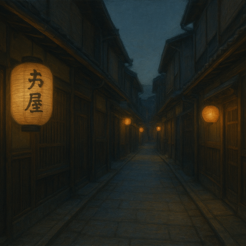 Old Kyoto Gion Alley in Soft Lantern Light No. 6 Oil Painting 100% Hand Painted Oil on Belgian Linen Canvas, Original Fine Art Wall Decor