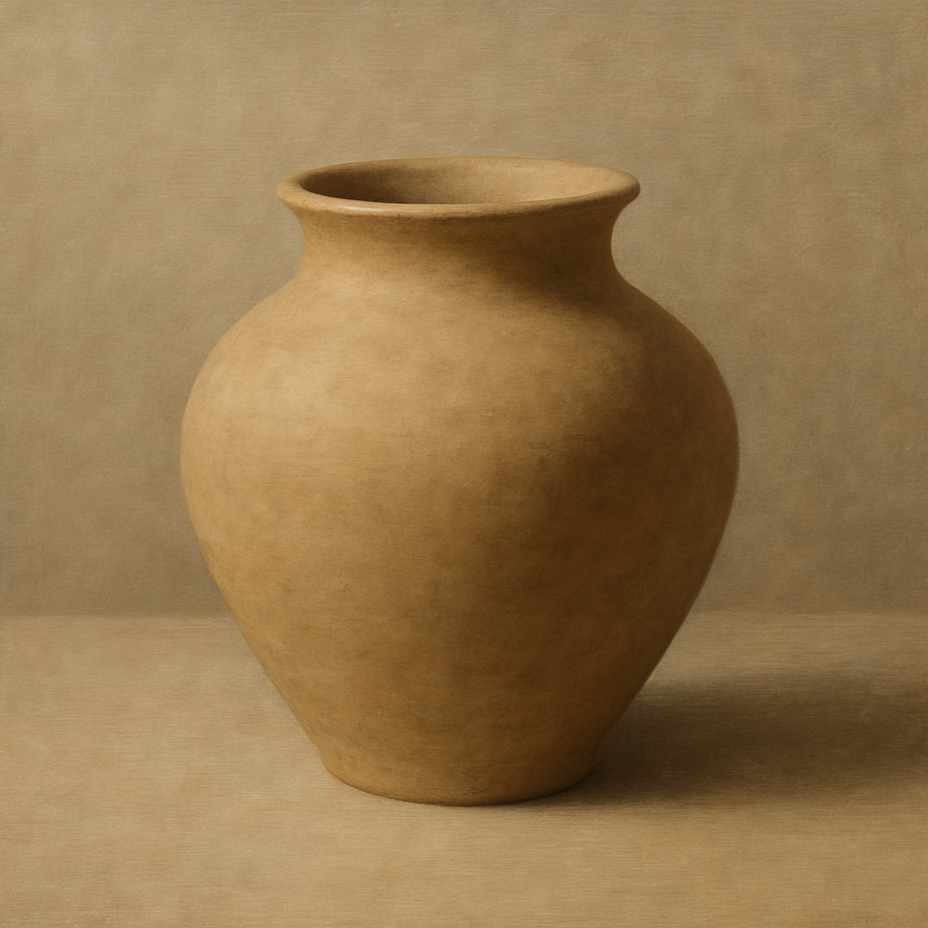 Organic Clay Vessel & Solitary Shadow No. 12 Oil Painting 100% Hand Painted Oil on Belgian Linen Canvas, Original Fine Art Wall Decor
