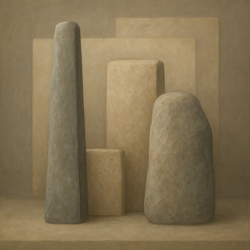 Driftwood Grey & Weathered Stone Monolith No. 7 Oil Painting - View 1