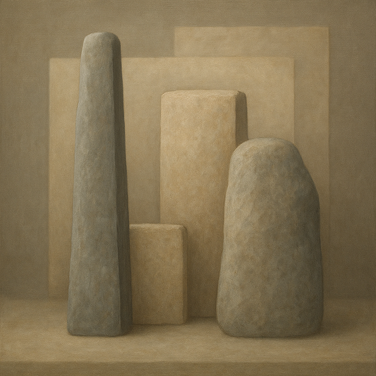 Driftwood Grey & Weathered Stone Monolith No. 7 Oil Painting 100% Hand Painted Oil on Belgian Linen Canvas, Original Fine Art Wall Decor