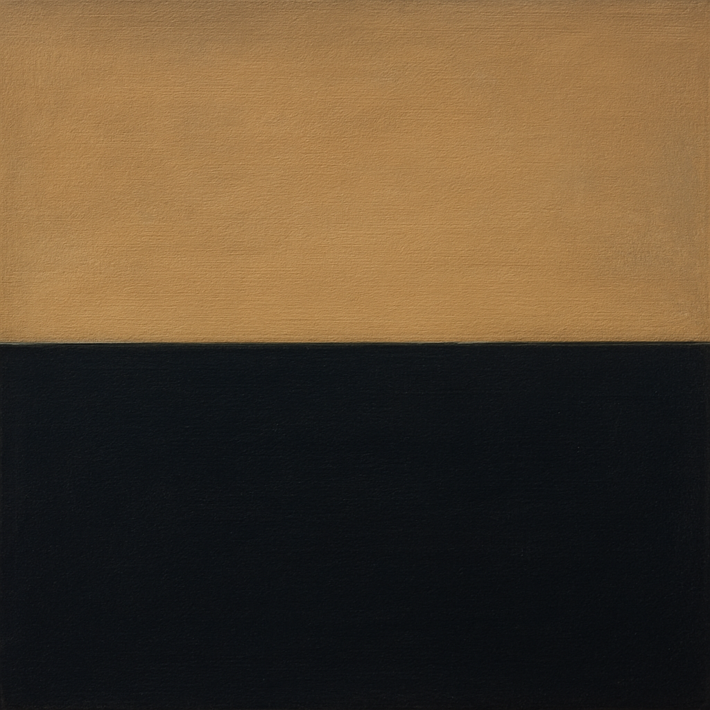 Onyx & Warm Biscuit Horizon No. 9 - Modern Fine Art Oil Painting - View 1