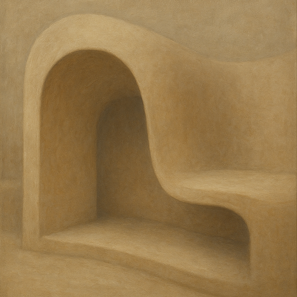 Soft Architectural Curve in Desert Bone No. 12 Oil Painting - View 1