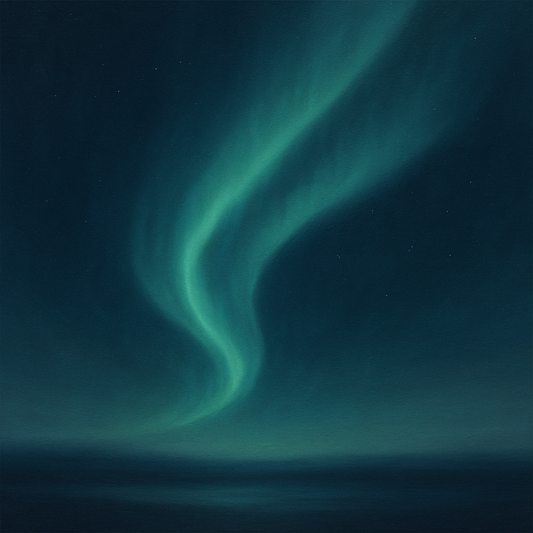 Aurora Borealis Veil in Deep Midnight Indigo No. 14 Oil Painting 100% Hand Painted Oil on Belgian Linen Canvas, Original Fine Art Wall Decor