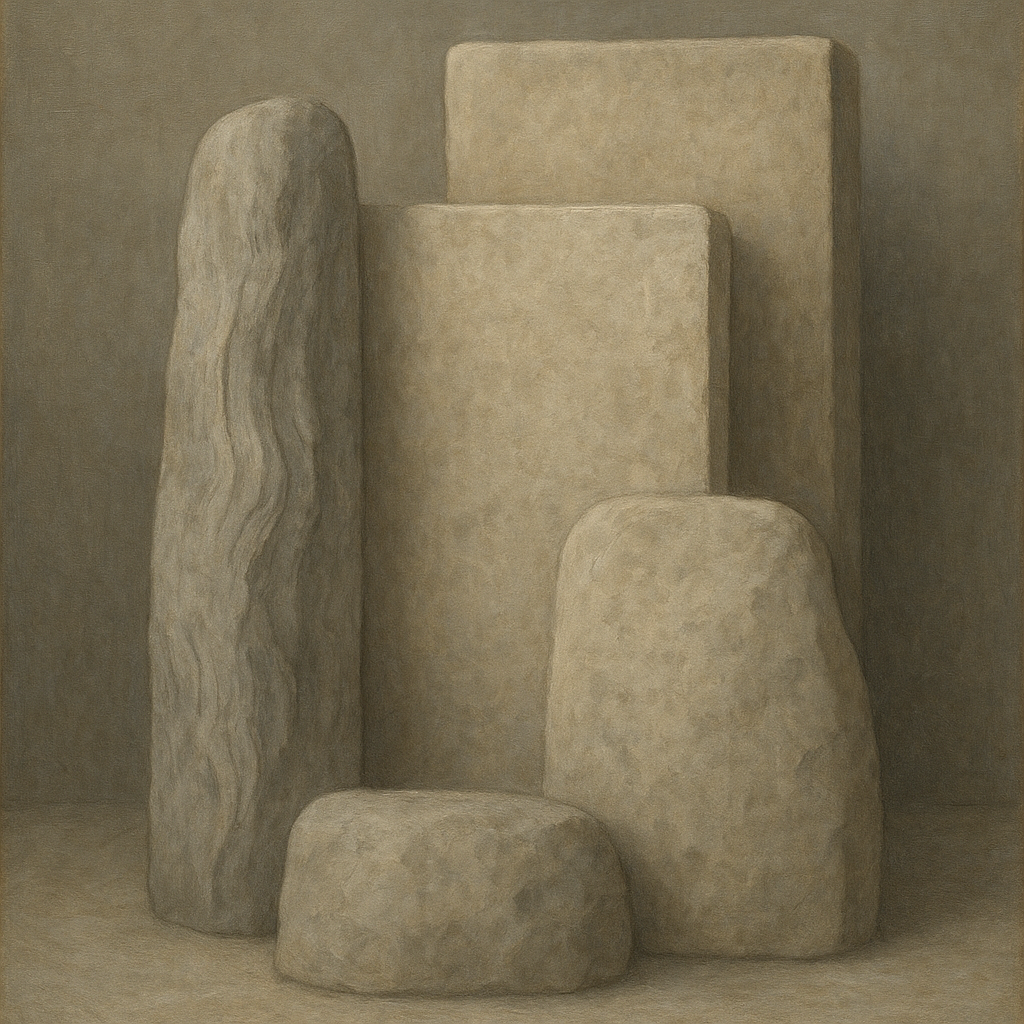 Driftwood Grey & Weathered Stone Monolith No. 6 Oil Painting - View 1