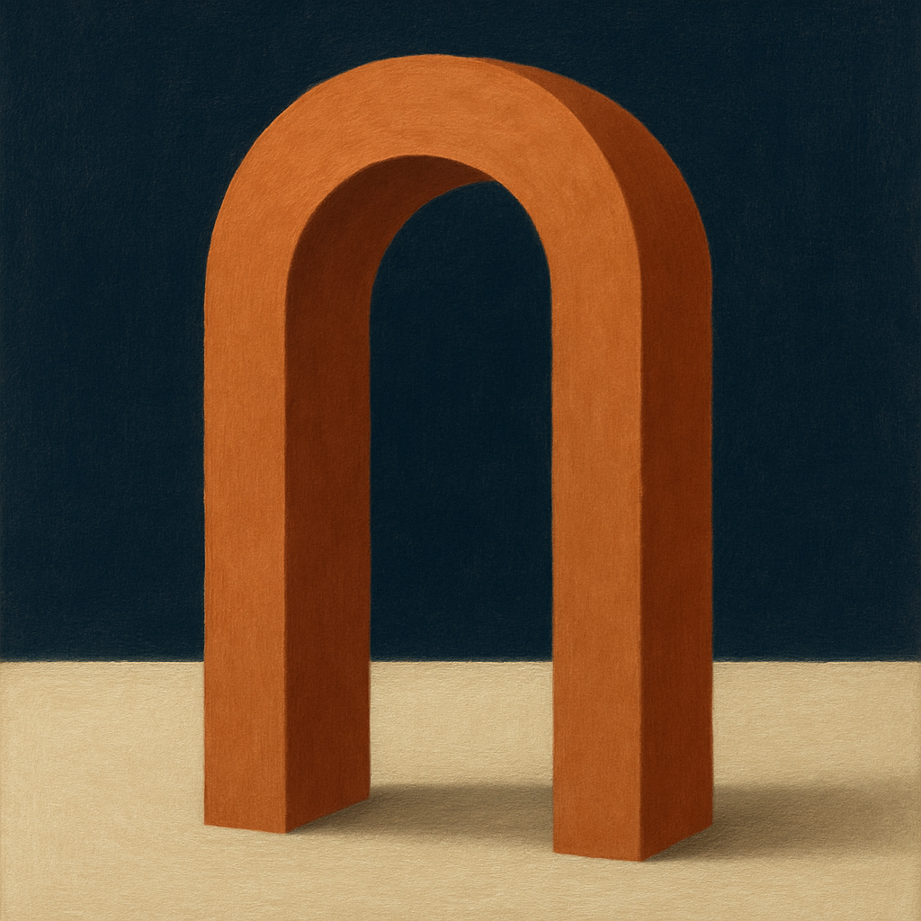 Terracotta Clay & Cream Arch No. 4 - Modern Fine Art Oil Painting - View 1