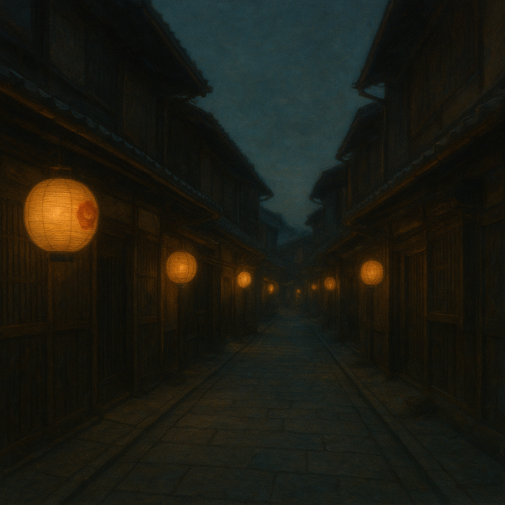 Old Kyoto Gion Alley in Soft Lantern Light No. 28 Oil Painting 100% Hand Painted Oil on Belgian Linen Canvas, Original Fine Art Wall Decor