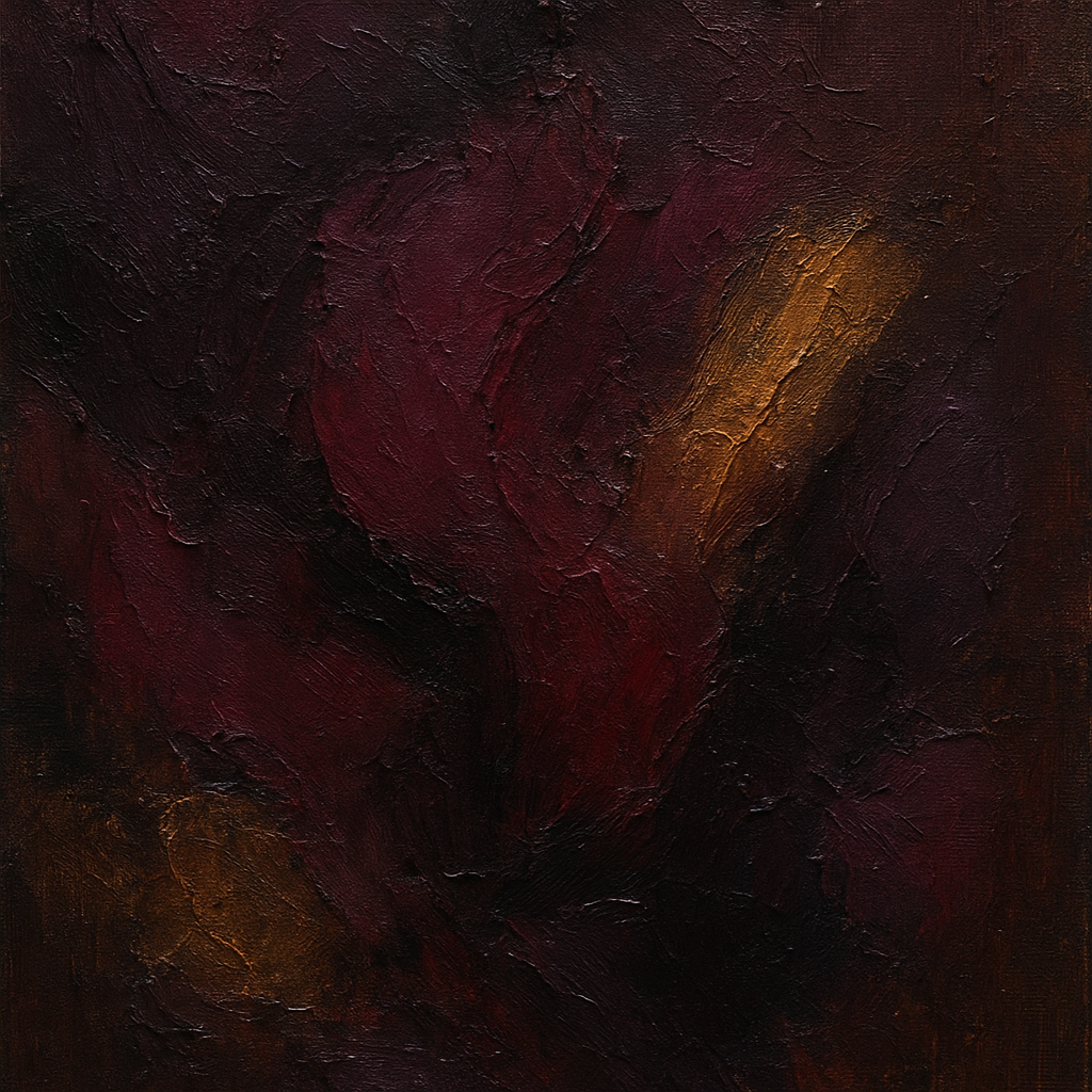 Rich Burgundy Plum & Velvet Amber No. 4 Oil Painting - 100% Hand-Painted Master Oil Painting
