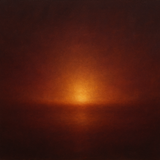 Deep Garnet & Amber Candlelight Horizon No. 9 Oil Painting 100% Hand Painted Oil on Belgian Linen Canvas, Original Fine Art Wall Decor