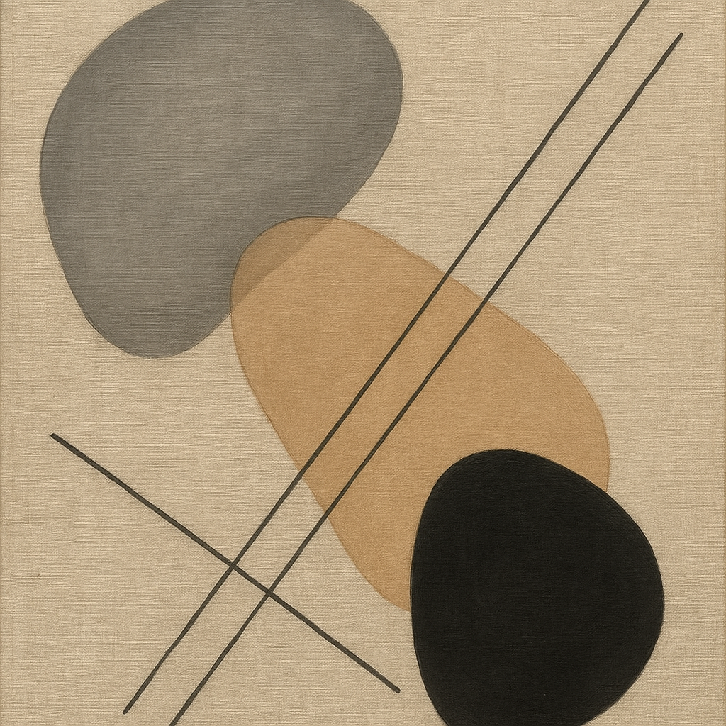 Organic Pebble Contours & Slanted Lines No. 2 Oil Painting - View 1