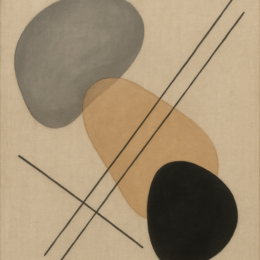 Organic Pebble Contours & Slanted Lines No. 2 Oil Painting 100% Hand Painted Oil on Belgian Linen Canvas, Original Fine Art Wall Decor