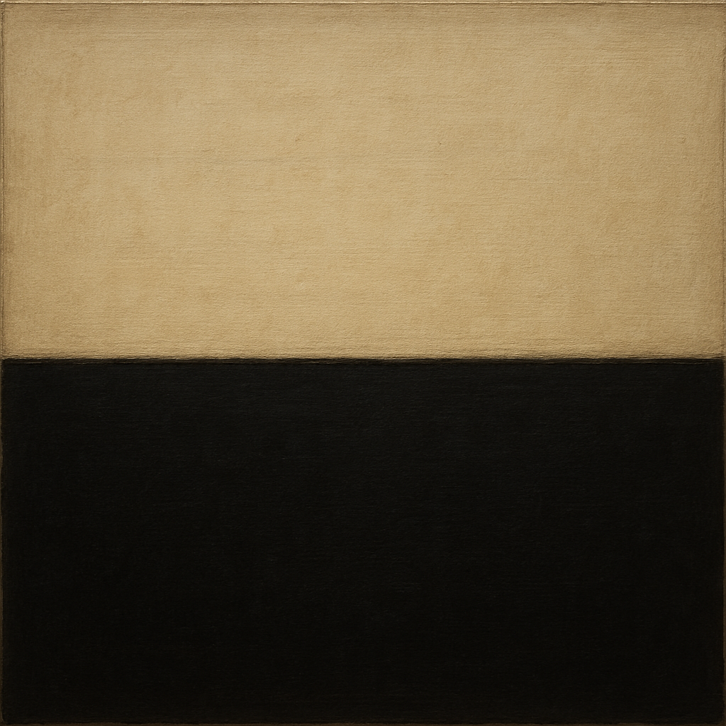 Onyx & Warm Biscuit Horizon No. 9 - Modern Fine Art Oil Painting - View 1