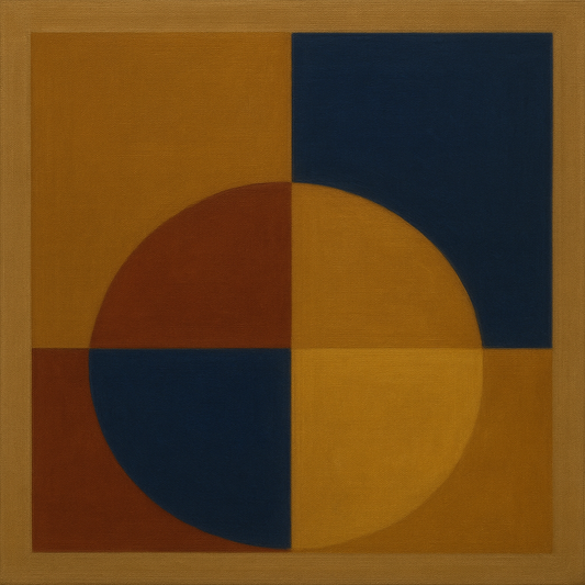 Bauhaus Quadrant Harmony in Primary Earth Tones No. 2 Oil Painting 100% Hand Painted Oil on Belgian Linen Canvas, Original Fine Art Wall Decor