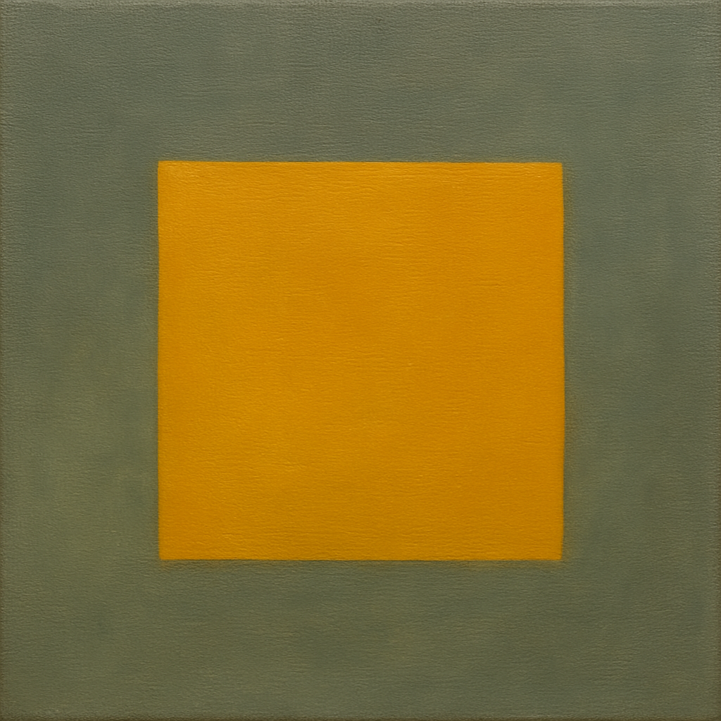 Cadmium Amber & Slate Grey Block No. 10 - Modern Fine Art Oil Painting - View 1