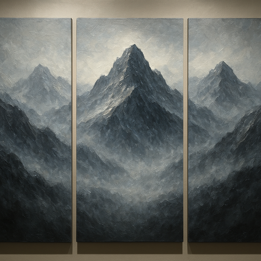 Alpine Mist Triptych Masterpiece No. 2 Oil Painting - 100% Hand-Painted Master Oil Painting