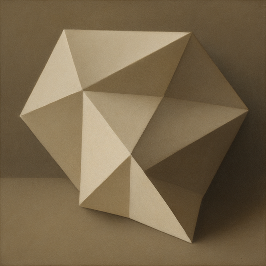 Folded Paper Geometry in Neutral Gradient Shadows No. 14 Oil Painting 100% Hand Painted Oil on Belgian Linen Canvas, Original Fine Art Wall Decor