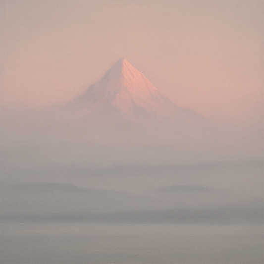 Pale Alpenglow over Distant Glacial Peak No. 22 Oil Painting - View 1