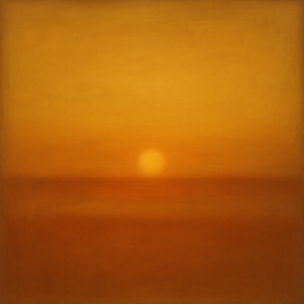 Warm Amber & Raw Sienna Sunset Meditation No. 8 Oil Painting 100% Hand Painted Oil on Belgian Linen Canvas, Original Fine Art Wall Decor