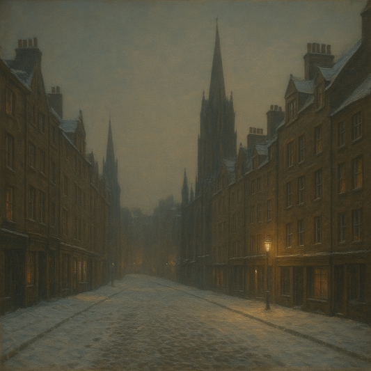 Edinburgh Old Town Royal Mile in Snow No. 28 Oil Painting 100% Hand Painted Oil on Belgian Linen Canvas, Original Fine Art Wall Decor