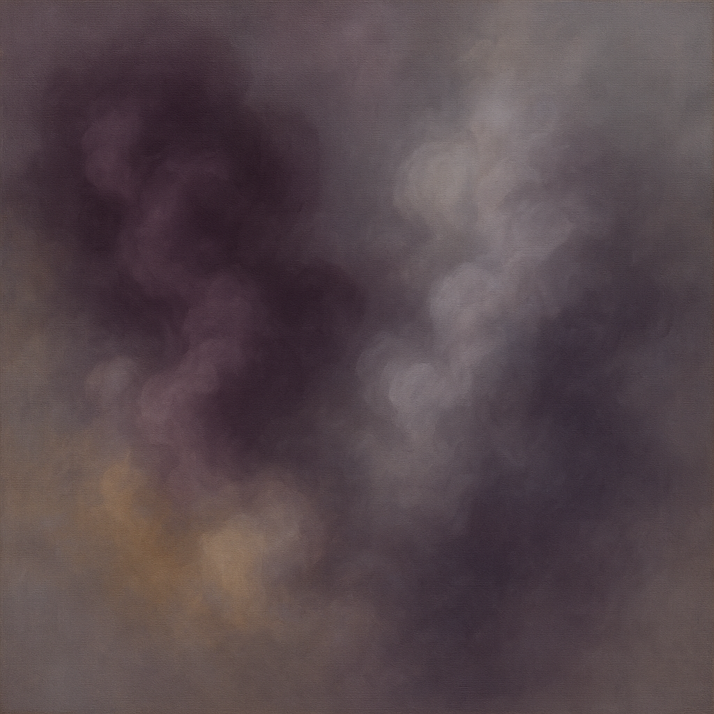 Gilded Plum & Soft Smoke Cloud Harmony No. 3 Oil Painting - View 1