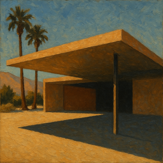 Palm Springs Modernist Pavilion Shadow No. 4 Oil Painting - 100% Hand-Painted Master Oil Painting