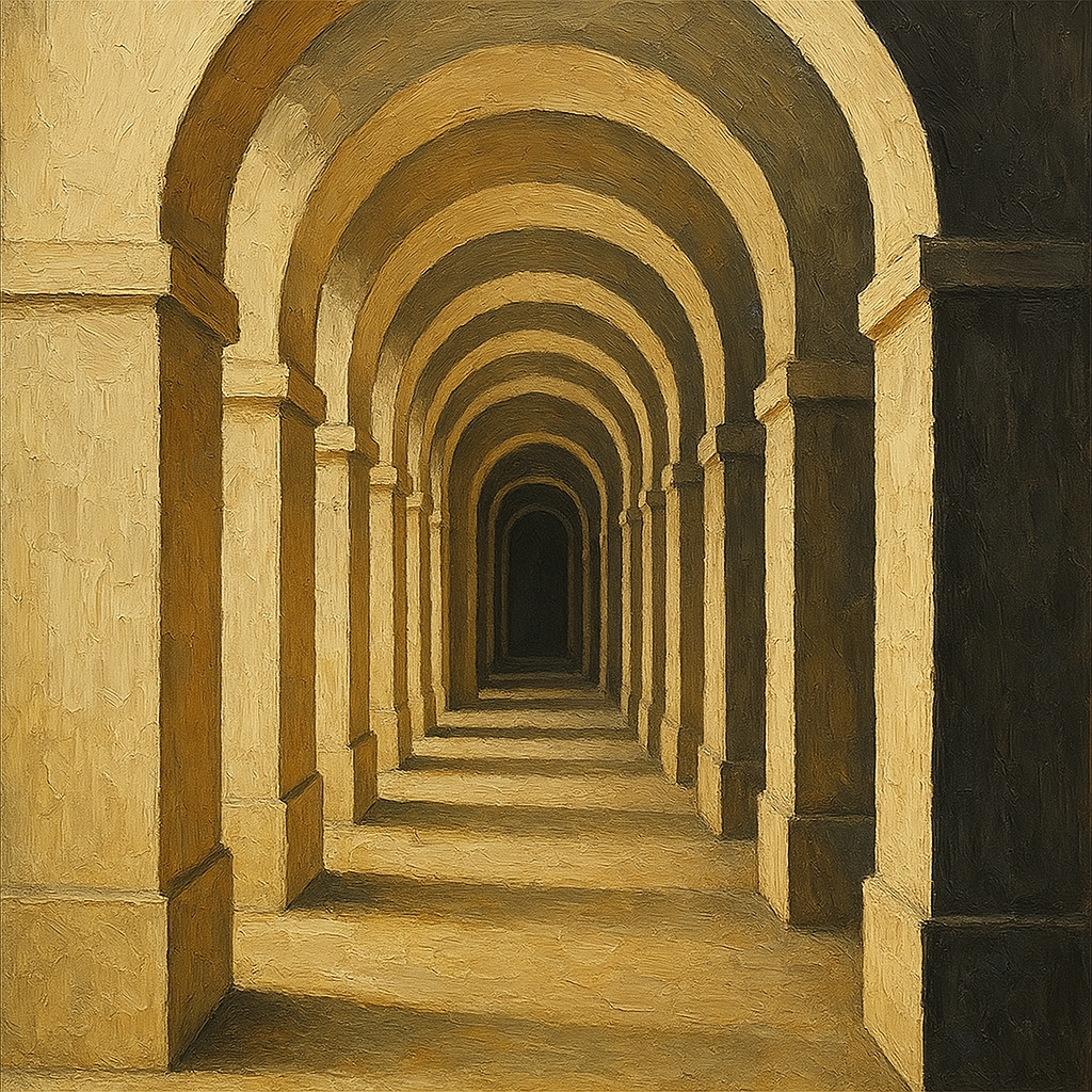 Bauhaus Archway in Neutral Tones Oil Painting - View 1