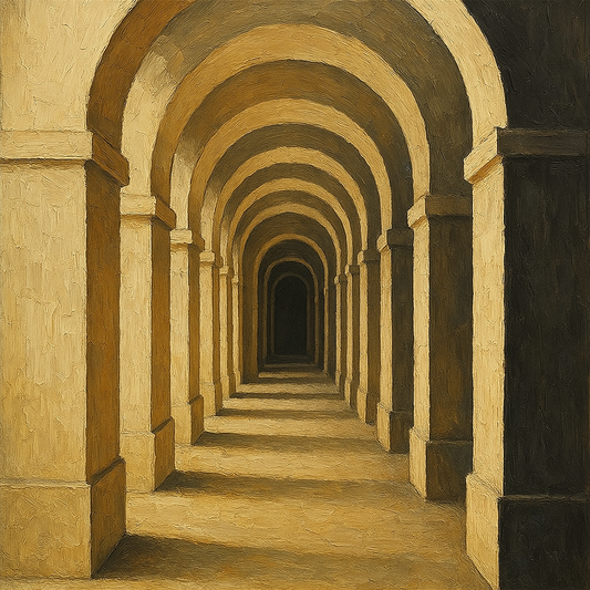 Bauhaus Archway in Neutral Tones Oil Painting - View 1