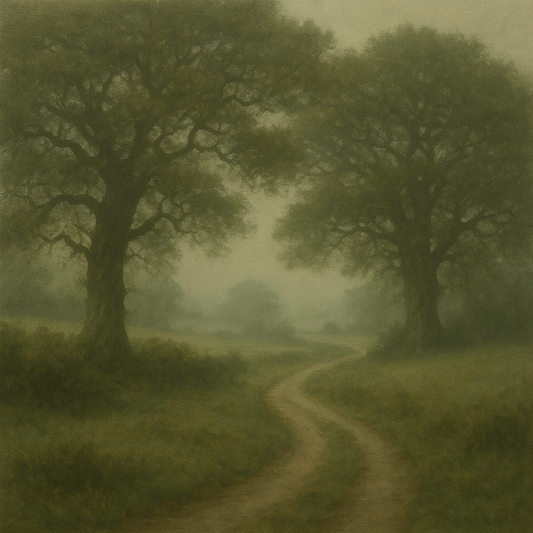 Misty English Countryside Lane No. 10 Oil Painting 100% Hand Painted Oil on Belgian Linen Canvas, Original Fine Art Wall Decor
