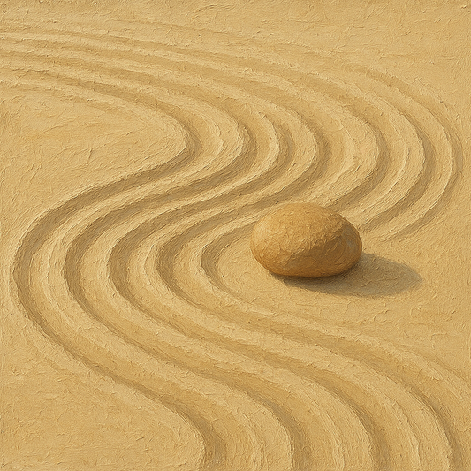 Zen Garden Raked Sand Minimalist Oil Painting - 100% Hand-Painted Master Oil Painting