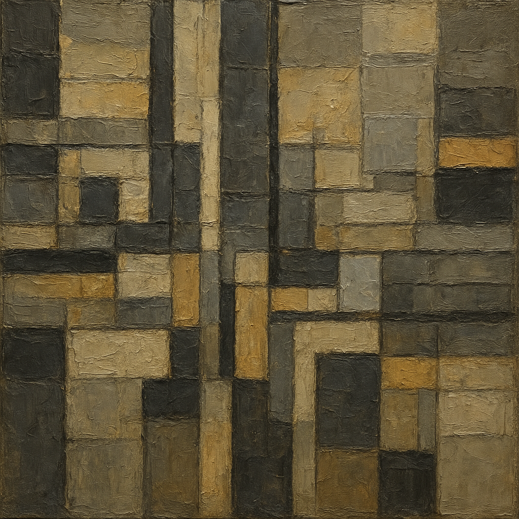 Urban Grid Modernist Abstract Oil Painting - View 1
