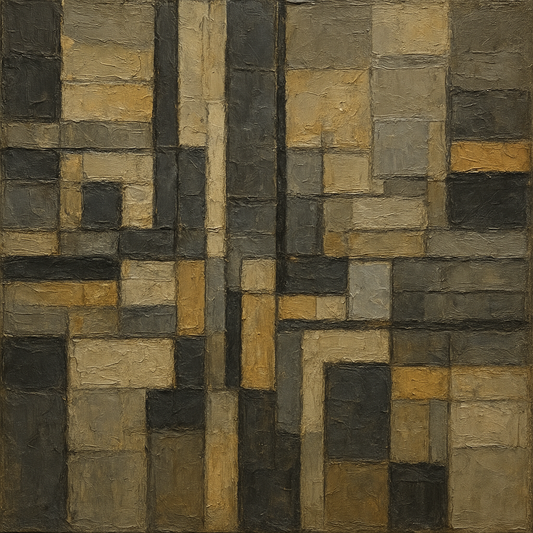 Urban Grid Modernist Abstract Oil Painting - View 1