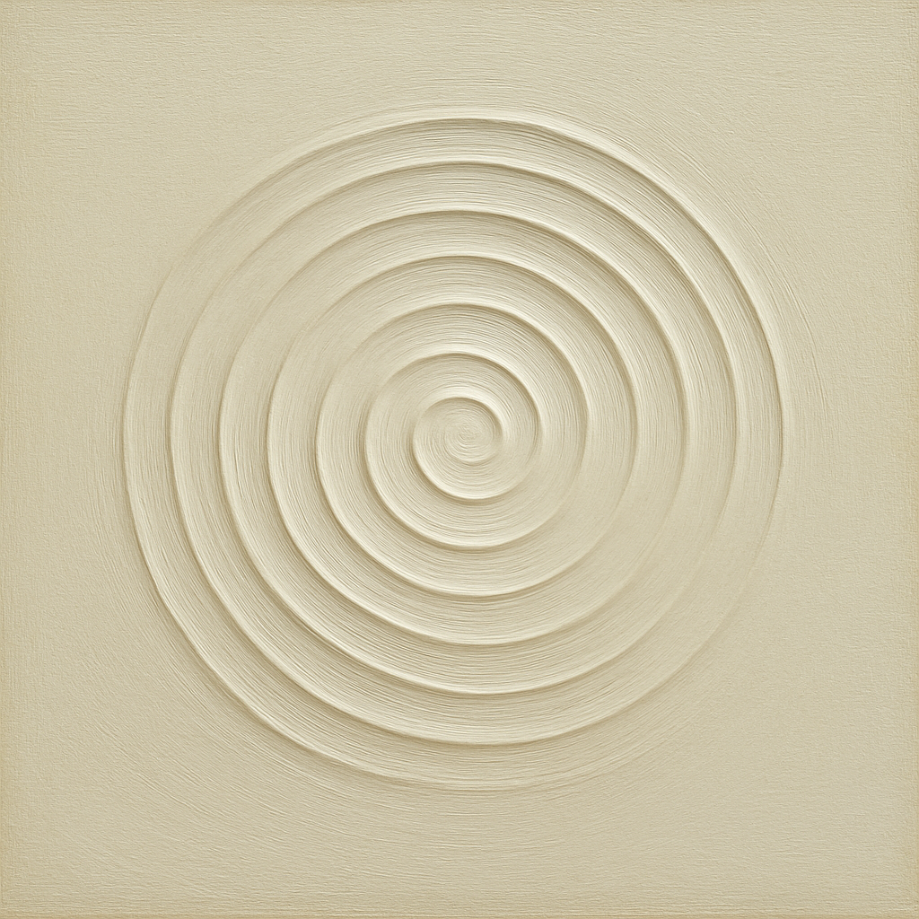 Concentric Zen Circles in Ivory No. 8 - Modern Fine Art Oil Painting - View 1