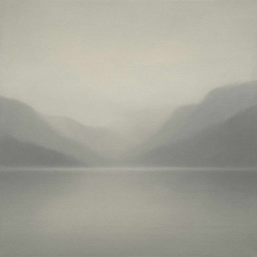 Misty Fjord Horizon in Monochromatic Slate No. 22 Oil Painting 100% Hand Painted Oil on Belgian Linen Canvas, Original Fine Art Wall Decor