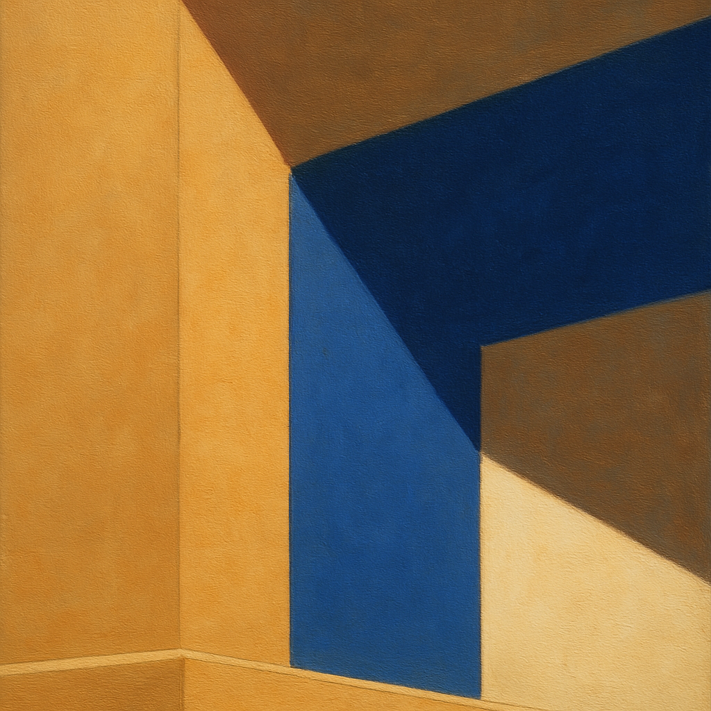 Sun & Shadow Architectural Facade Geometry No. 7 Fine Art Oil Painting - View 1