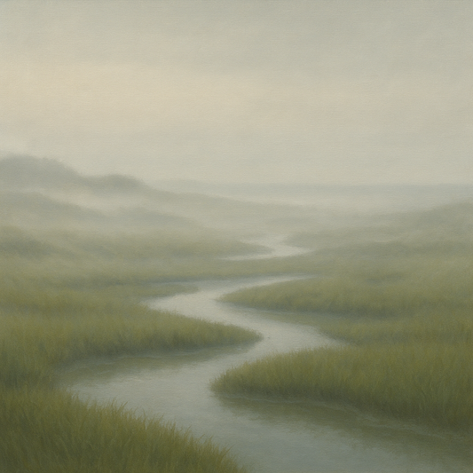 Morning Fog over Cape Cod Tidal Marsh No. 8 Oil Painting - View 1