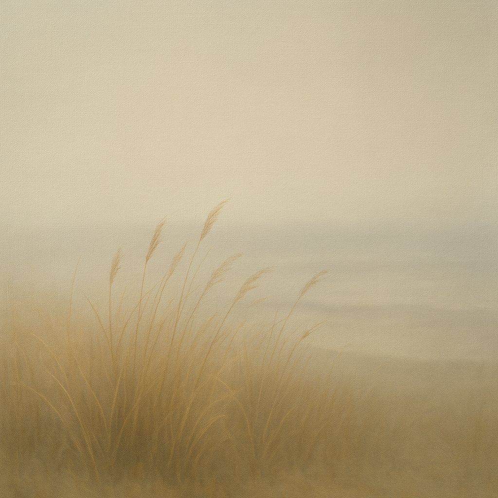 Silent Dune Grass in November Sea Fog No. 11 Oil Painting 100% Hand Painted Oil on Belgian Linen Canvas, Original Fine Art Wall Decor