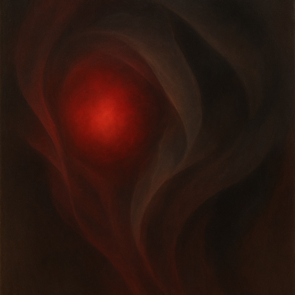 Smoky Ruby & Warm Obsidian Veils No. 8 Oil Painting - View 1