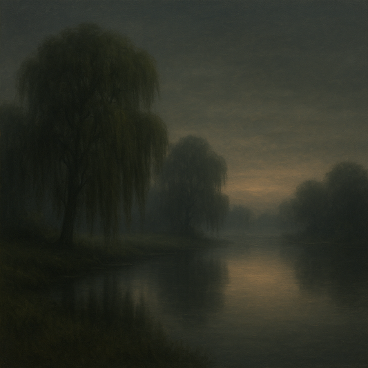 Tranquil Riverbank at Twilight Mist No. 10 Oil Painting 100% Hand Painted Oil on Belgian Linen Canvas, Original Fine Art Wall Decor