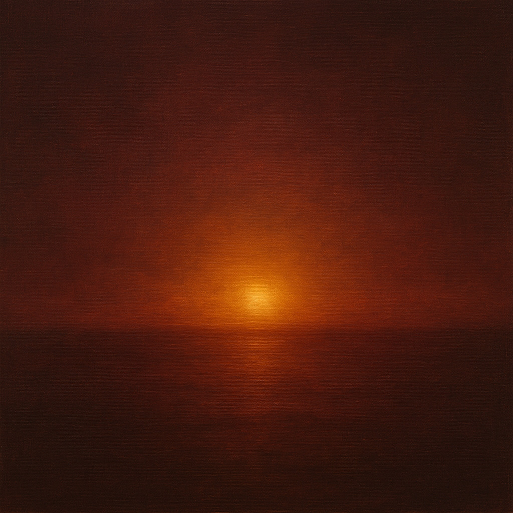 Deep Garnet & Amber Candlelight Horizon No. 8 Oil Painting - View 1