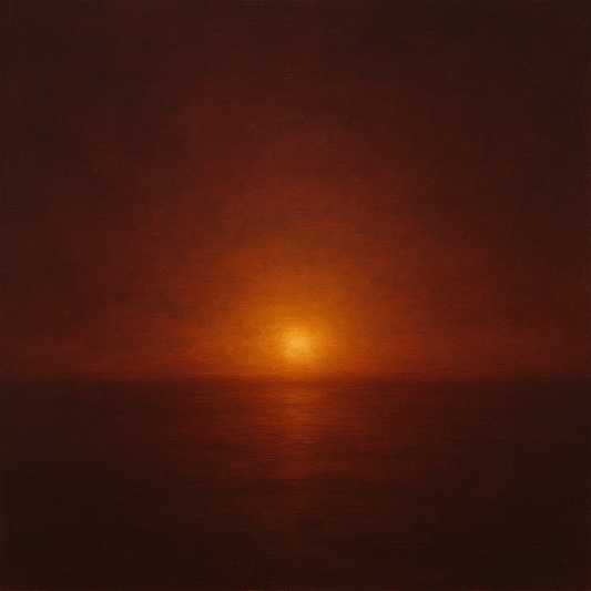 Deep Garnet & Amber Candlelight Horizon No. 8 Oil Painting - View 1