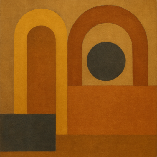 Arch & Circle Equilibrium in Warm Earth Tones Oil Painting - View 1