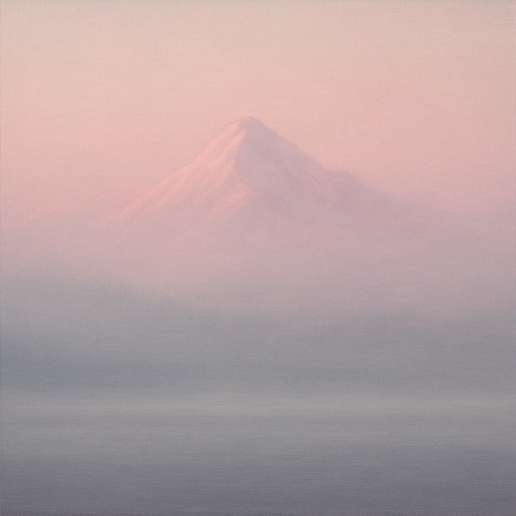 Pale Alpenglow over Distant Glacial Peak No. 7 Oil Painting - View 1