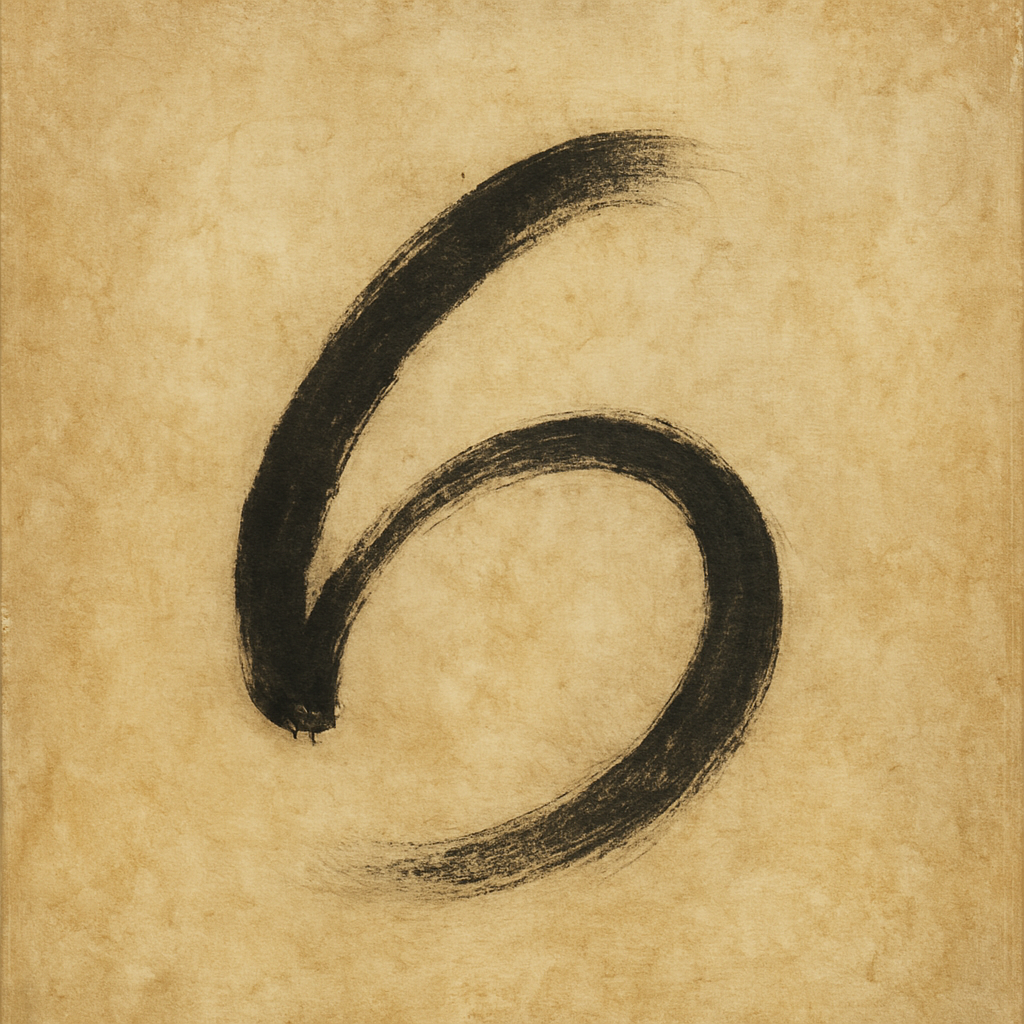 Aged Rice Paper & Charcoal Calligraphic Balance No. 23 Oil Painting - View 1