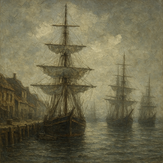 Old World Maritime Harbor & Tall Ships No. 5 Oil Painting - 100% Hand-Painted Master Oil Painting