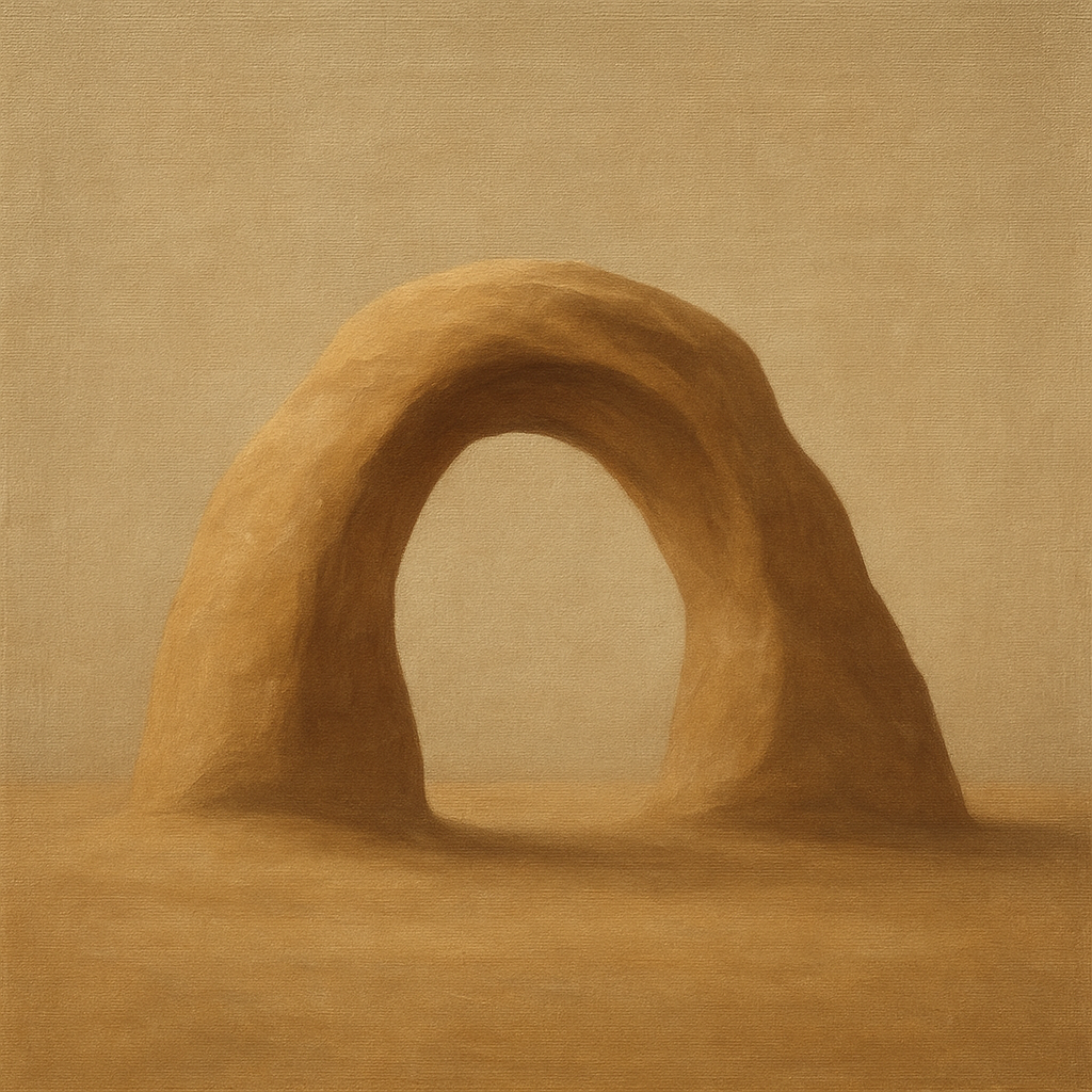 Warm Beige Travertine Arch No. 1 - Modern Fine Art Oil Painting - View 1