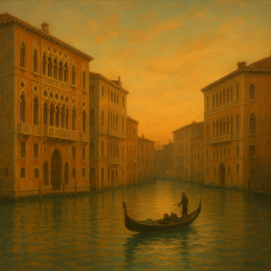 Venetian Canal Palaces at Golden Hour No. 17 Oil Painting 100% Hand Painted Oil on Belgian Linen Canvas, Original Fine Art Wall Decor