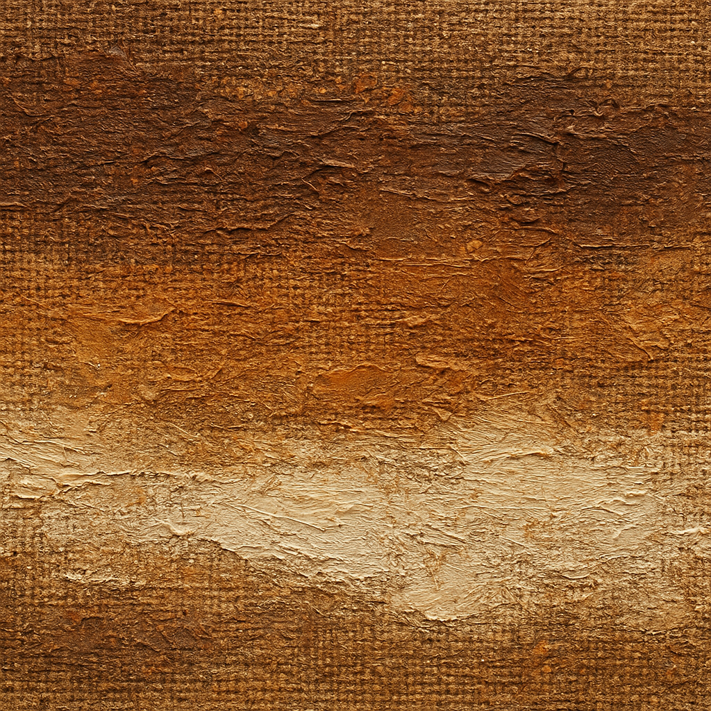 Aged Burlap & Umber Textures Oil Painting - View 1